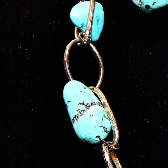 Rustic BoHo Turquoise Rocks & Rings Necklace - Picture 4 of 12